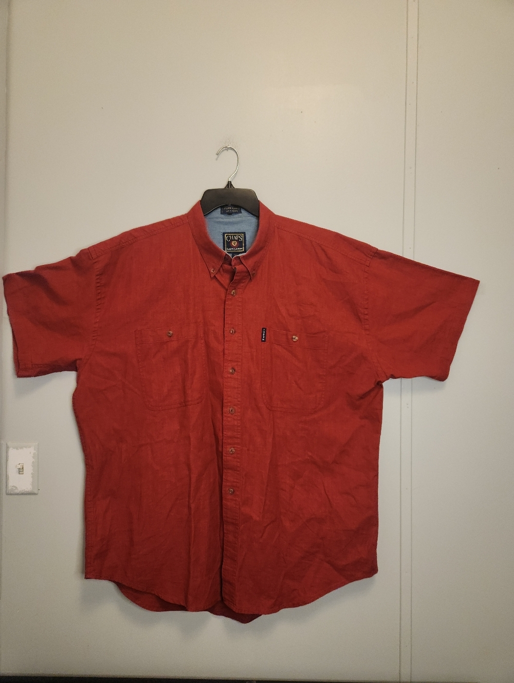 Vintage Mens Chaps Ralph Lauren Button-Up Short Sleeve Shirt Size XL